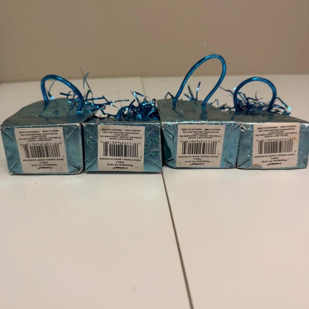 Unique Party Favors Teal Blue Holographic Foil‎ Balloon Weights Set of 4 49013